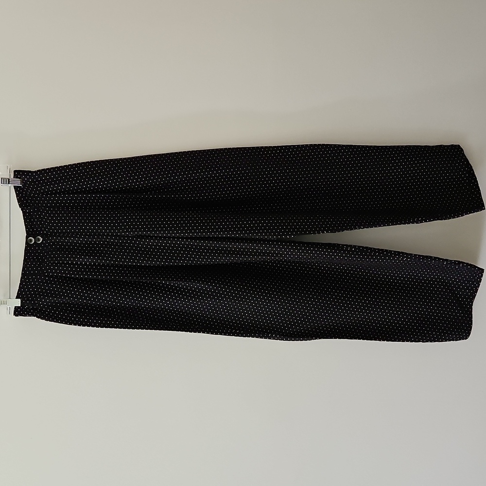 Silk Polka Dot Pleated Trousers Relaxed Flowy Black Size Small
